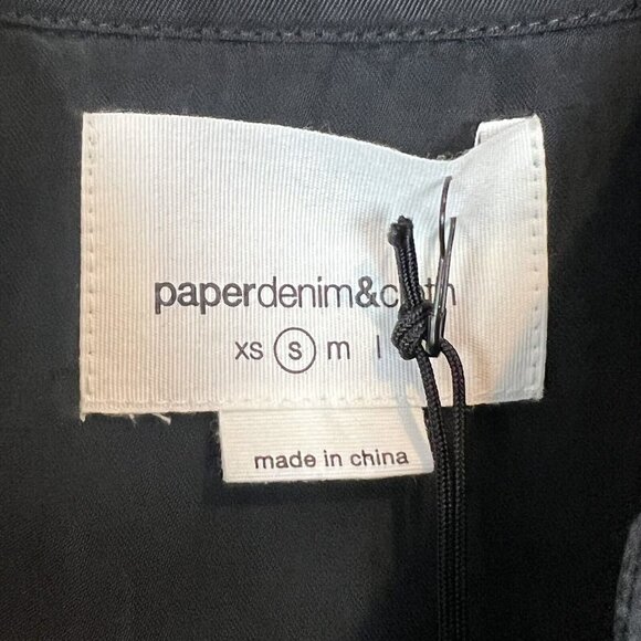 Paper Denim & Cloth Black Cupro Meeker Shirt Western Yoke Detail Small NWT $308 - Picture 4 of 10